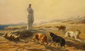 Briton Riviere, Pallas Athena and the Herdsman's Dogs, Art Reproduction