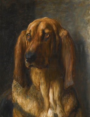 Briton Riviere, Sir Lancelot, a Bloodhound, Painting on canvas