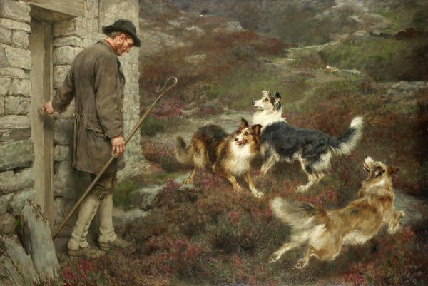 To the Hills. The painting by Briton Riviere