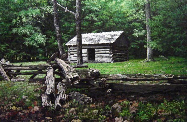 Cabin In The Woods. The painting by Our Originals