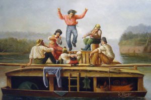 Caleb Bingham, The Jolly Flatboatmen, Painting on canvas