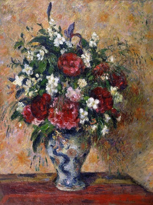 Reproduction oil paintings - Camille Pissarro - A Still Life with Peonies and Mock Orange