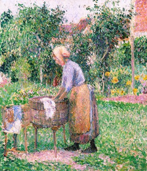 Camille Pissarro, A Washerwoman at Eragny, Painting on canvas