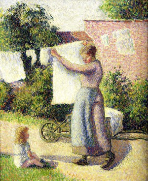Camille Pissarro, A Woman Hanging up the Washing, Painting on canvas