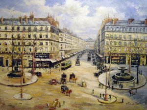 Famous paintings of Street Scenes: Avenue de L'Opera- Morning Sunshine