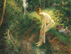 Camille Pissarro, Bather in the Woods, Painting on canvas