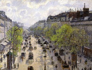 Famous paintings of Street Scenes: Boulevard Montmartre, Spring