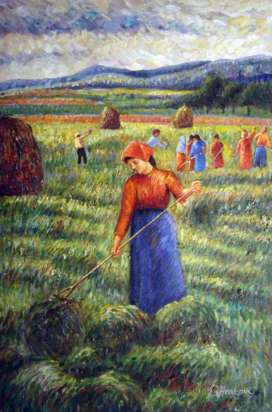 Haymakers At Eragny. The painting by Camille Pissarro