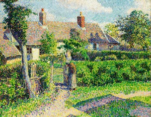 Camille Pissarro, Peasants' Houses, Eragny, Art Reproduction