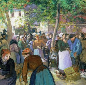 Camille Pissarro, Poultry Market at Gisors, Painting on canvas