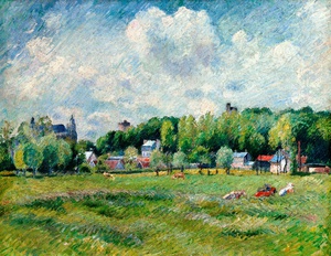 Camille Pissarro, Prairies a Gisors, Painting on canvas