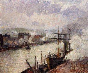 Camille Pissarro, Steamboats in the Port of Rouen, Painting on canvas