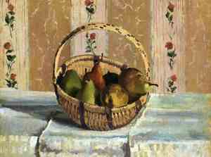Camille Pissarro, Still Life: Apples and Pears in a Round Basket, Painting on canvas