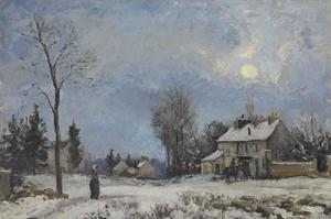 Camille Pissarro, Street in the Snow, Louveciennes, Painting on canvas