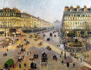 The Avenue de L'Opera, Paris: Sunlight, Winter Morning, Camille Pissarro, Art Paintings