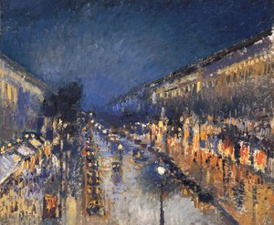 Camille Pissarro, The Boulevard Montmartre at Night, Art Reproduction