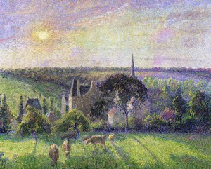 Camille Pissarro, The Church and Farm of Eragny, Painting on canvas