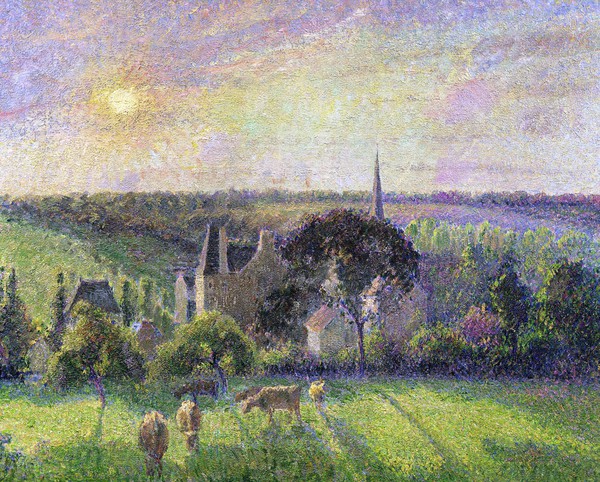 The Church and Farm of Eragny. The painting by Camille Pissarro