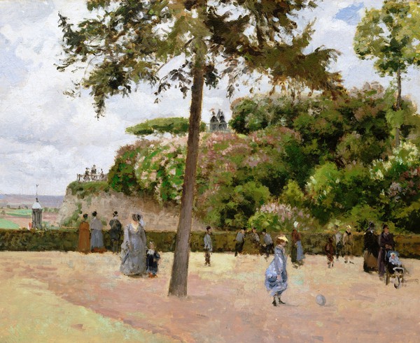The Public Garden at Pontoise. The painting by Camille Pissarro