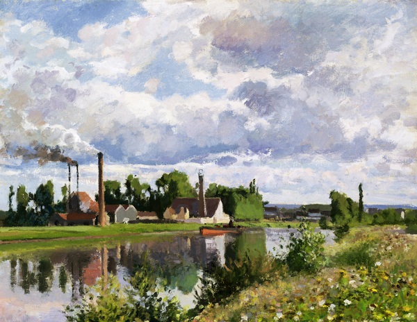 The River Oise near Pontoise. The painting by Camille Pissarro