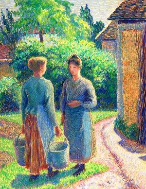 Camille Pissarro, Two Women in a Garden, Painting on canvas
