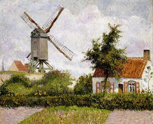 Camille Pissarro, Windmill at Knokke, Belgium, Painting on canvas