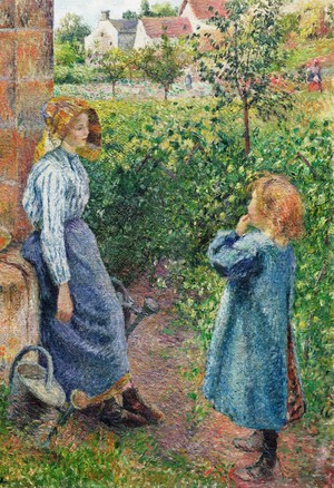 Camille Pissarro, Woman and Child at the Well, Painting on canvas
