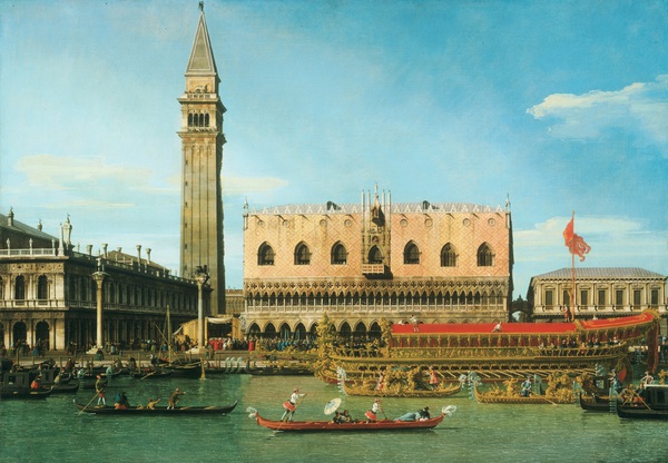 Bucintoro at the Molo on Ascension Day. The painting by Canaletto