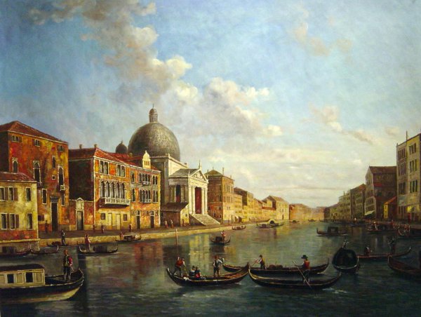 Grand Canal-Looking Southwest From The Chiesa Degli Scalzi. The painting by Canaletto