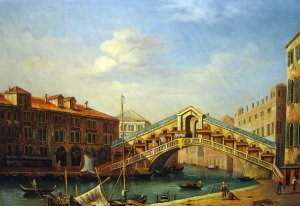 Canaletto, Grand Canal-The Rialto Bridge From The South, Art Reproduction