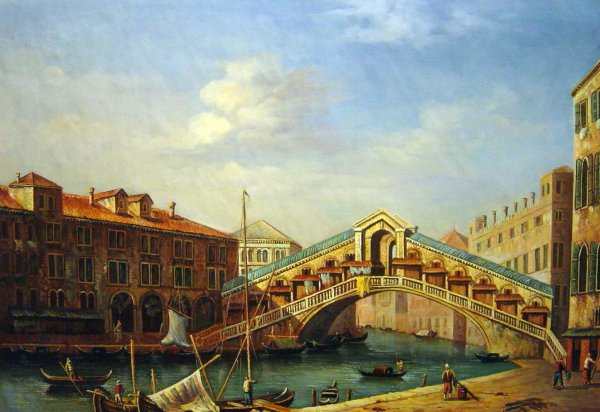 Grand Canal-The Rialto Bridge From The South. The painting by Canaletto