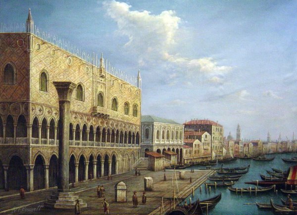 Riva Degli Schiavoni-Looking East. The painting by Canaletto