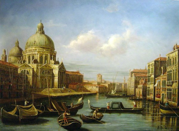 The Grand Canal At The Salute Church. The painting by Canaletto