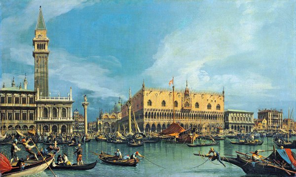 The Molo, Venice, from the Bacino di San Marco . The painting by Canaletto