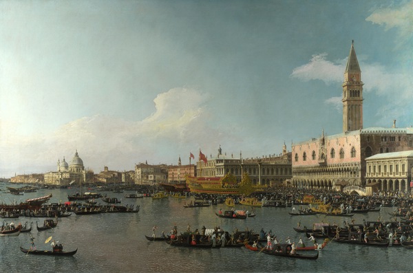Venice, the Basin of San Marco on Ascension Day. The painting by Canaletto