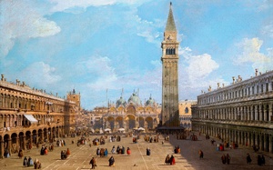Canaletto, Venice, the Piazza San Marco Looking East Towards the Basilica, Painting on canvas