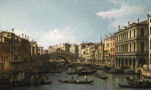 Canaletto, View of the Grand Canal, Rialto Bridge, Painting on canvas