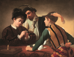 Caravaggio, Cardsharps, Painting on canvas
