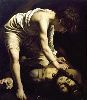 Caravaggio, David with the Head of Goliath, Painting on canvas