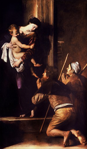 Caravaggio, Madonna of the Pilgrims, Painting on canvas