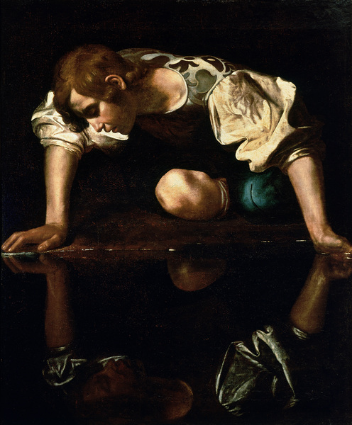 Narcissus. The painting by Caravaggio