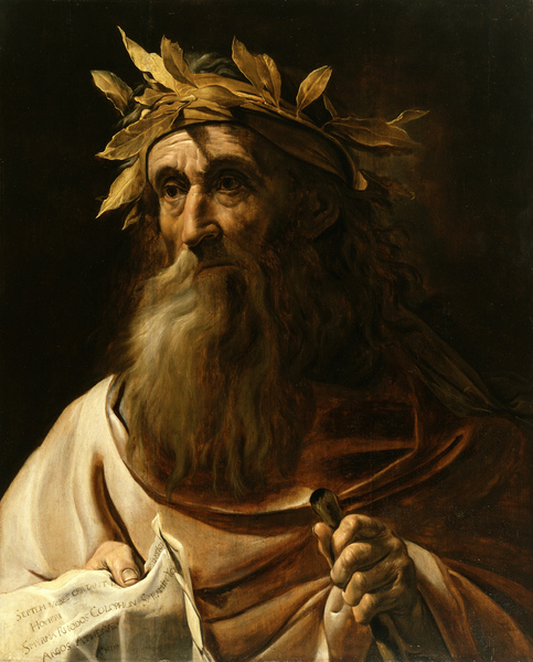 Portrait of the Poet Homer. The painting by Caravaggio