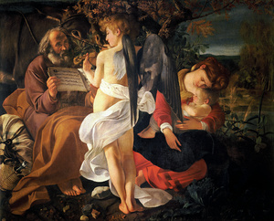 Caravaggio, Rest on the Flight to Egypt, Painting on canvas