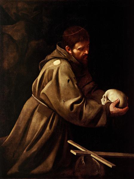 Saint Francis In Prayer. The painting by Caravaggio