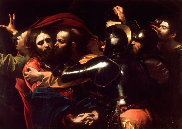 Taking of Christ. The painting by Caravaggio