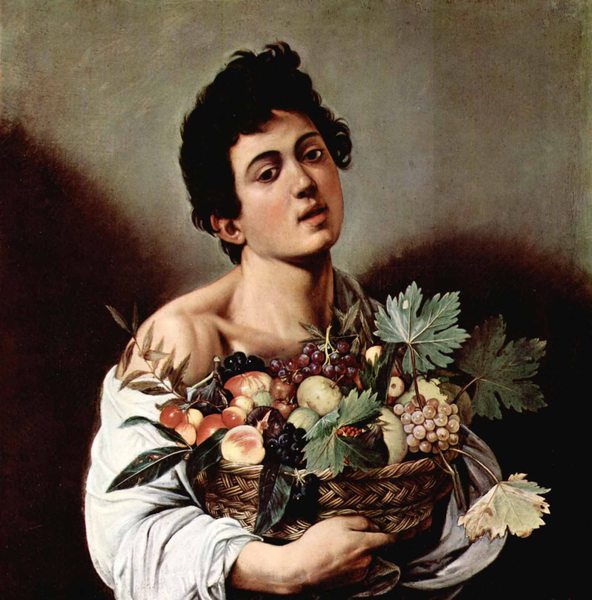 Boy with a Basket of Fruit. The painting by Caravaggio