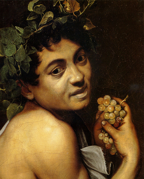 Young Sick Bacchus (detail). The painting by Caravaggio