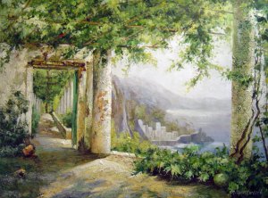 Carl Frederic Aagaard, A View To The Amalfi Coast, Painting on canvas
