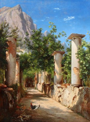 Carl Frederic Aagaard, Ancient Columns, Italy, Painting on canvas