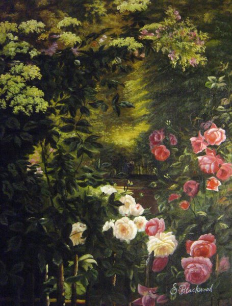 The Rose Garden. The painting by Carl Frederic Aagaard